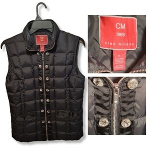 Ciao Milano Italy Quilted Feather Down Vest | Black | XL